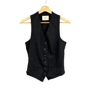 Matin Black Linen Waistcoat Vest Women's Size AU 6 / US 2 Sleeveless Tailored‎